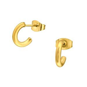 14K Gold Stainless Steel Half Hoop Earrings 10mm